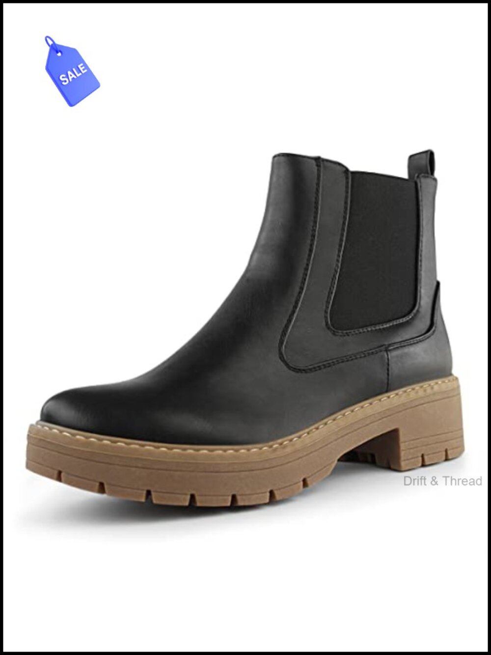 Slip On Chunky Heel Ankle Chelsea Boot